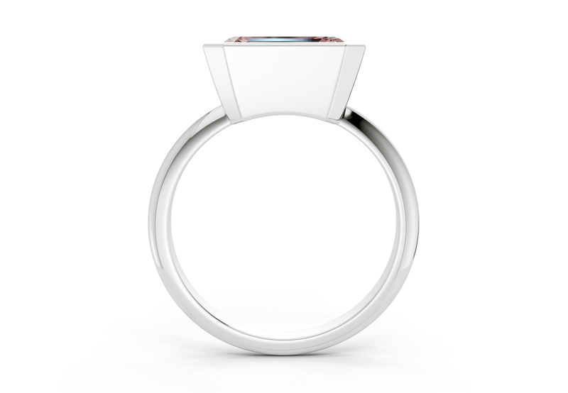 Soho Pink Diamond Solitaire Emerald Cut 2.3mm Engagement Ring - Ring Premier