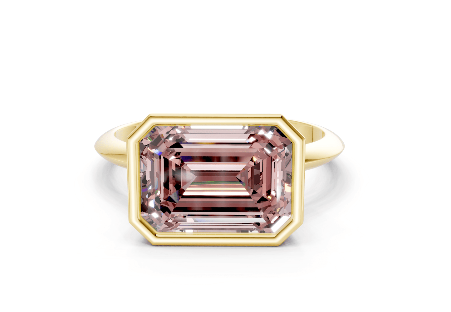 Soho Pink Diamond Solitaire Emerald Cut 2mm Engagement Ring - Ring Premier