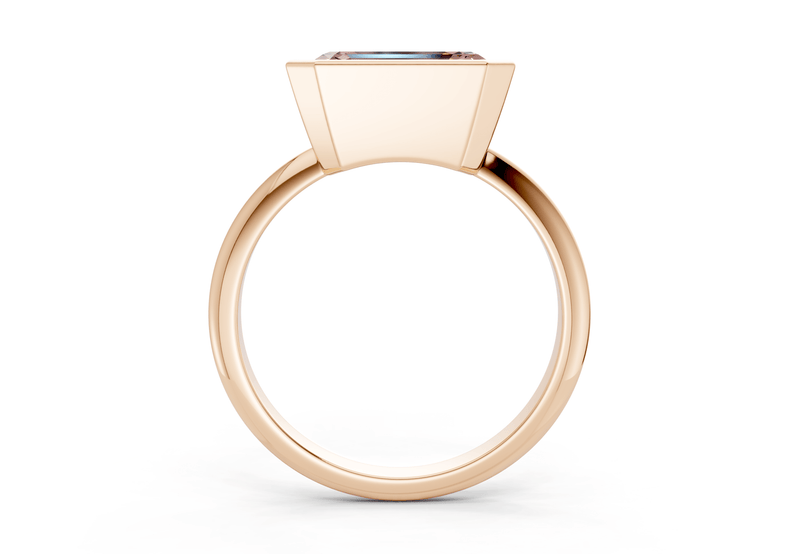 Soho Pink Diamond Solitaire Emerald Cut 2mm Engagement Ring - Ring Premier