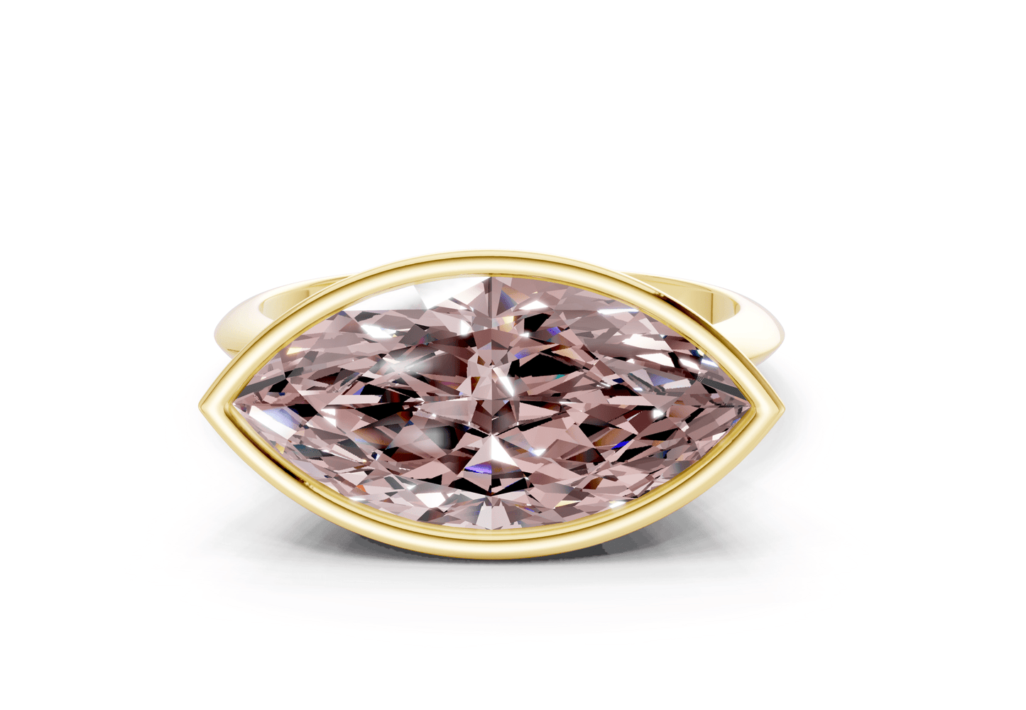 Soho Pink Diamond Solitaire Marquise Cut 1.8mm Engagement Ring - Ring Premier
