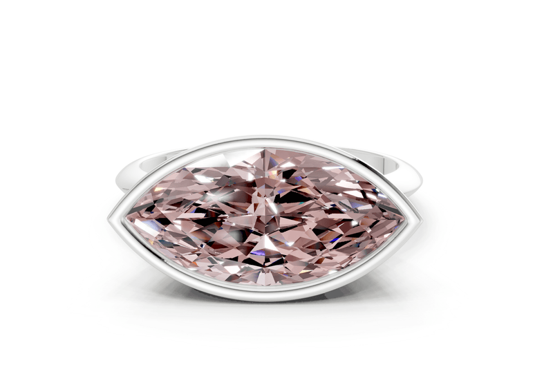 Soho Pink Diamond Solitaire Marquise Cut 2mm Engagement Ring - Ring Premier