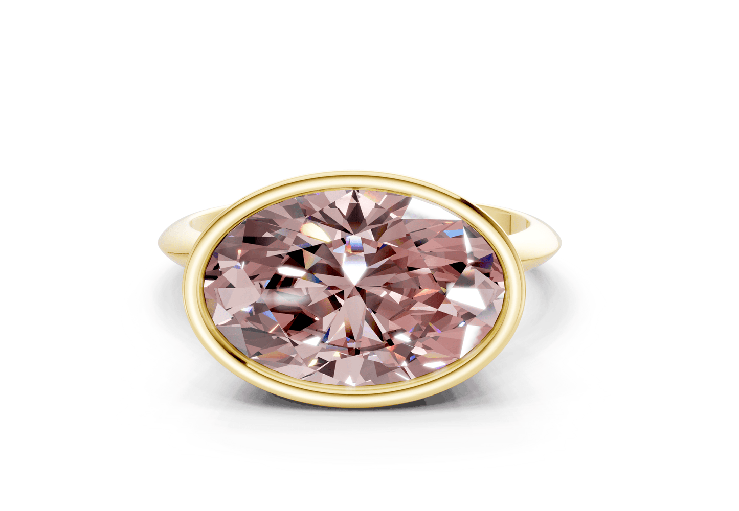 Soho Pink Diamond Solitaire Oval Cut 1.8mm Engagement Ring - Ring Premier