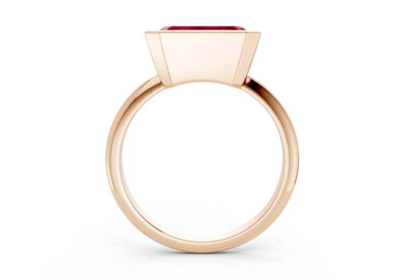 Soho Ruby Gemstone Solitaire Emerald Cut 2.3mm Engagement Ring - Ring Premier