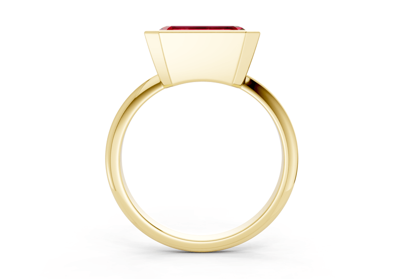 Soho Ruby Gemstone Solitaire Emerald Cut 2.3mm Engagement Ring