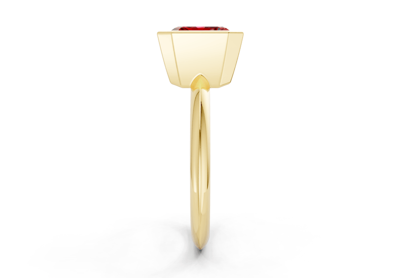 Soho Ruby Gemstone Solitaire Emerald Cut 2mm Engagement Ring - Ring Premier