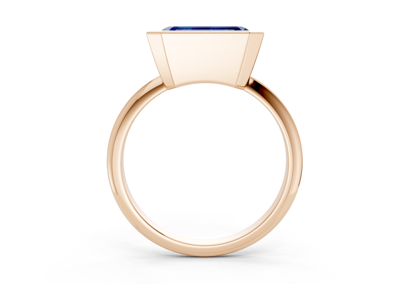 Soho Sapphire Gemstone Solitaire Emerald Cut 2.3mm Engagement Ring - Ring Premier