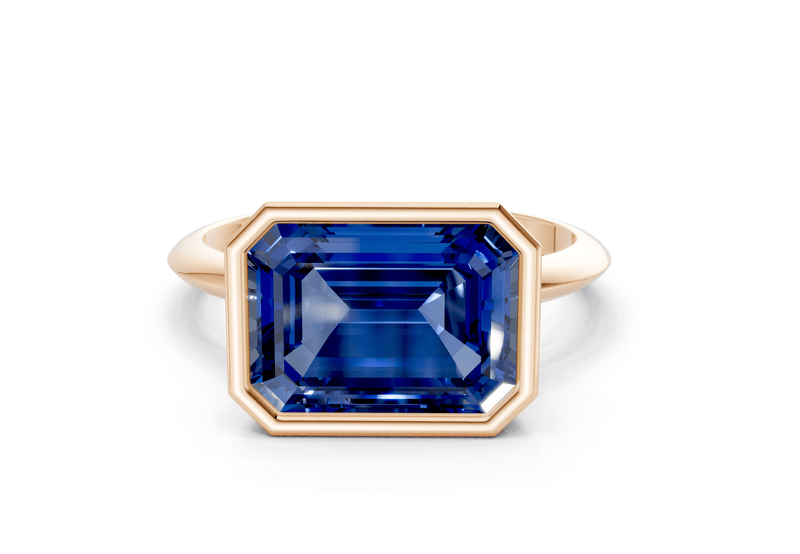 Soho Sapphire Gemstone Solitaire Emerald Cut 2mm Engagement Ring - Ring Premier