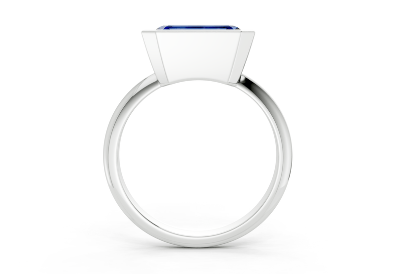 Soho Sapphire Gemstone Solitaire Emerald Cut 2mm Engagement Ring - Ring Premier