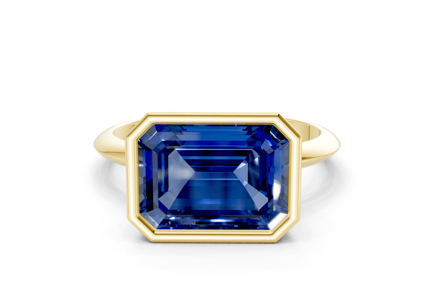 Soho Sapphire Gemstone Solitaire Emerald Cut 2mm Engagement Ring - Ring Premier