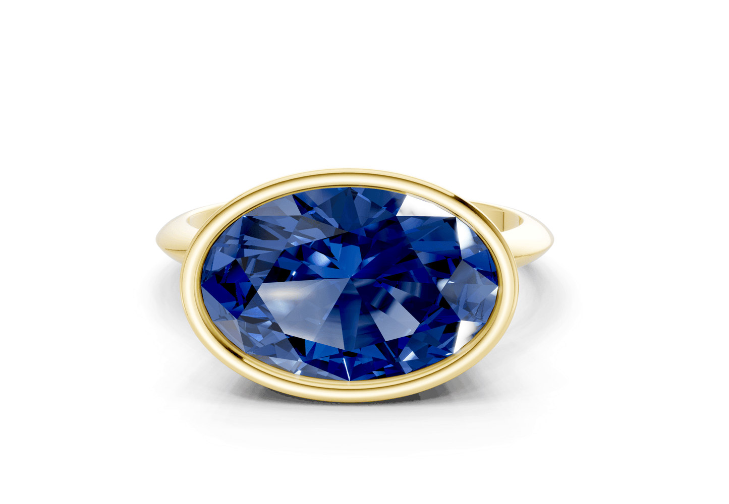 Soho Sapphire Gemstone Solitaire Oval Cut 1.8mm Engagement Ring - Ring Premier