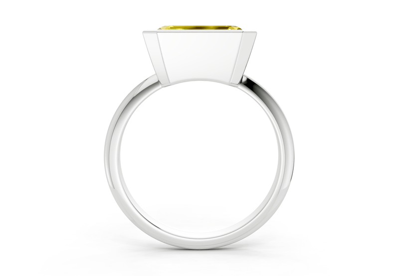 Soho Yellow Diamond Solitaire Emerald Cut 1.8mm Engagement Ring - Ring Premier