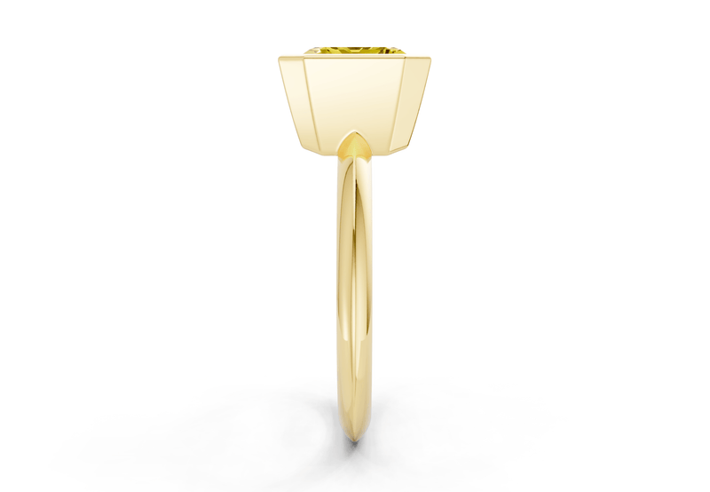 Soho Yellow Diamond Solitaire Emerald Cut 2.3mm Engagement Ring - Ring Premier