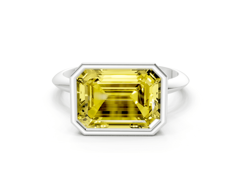 Soho Yellow Diamond Solitaire Emerald Cut 2.3mm Engagement Ring - Ring Premier