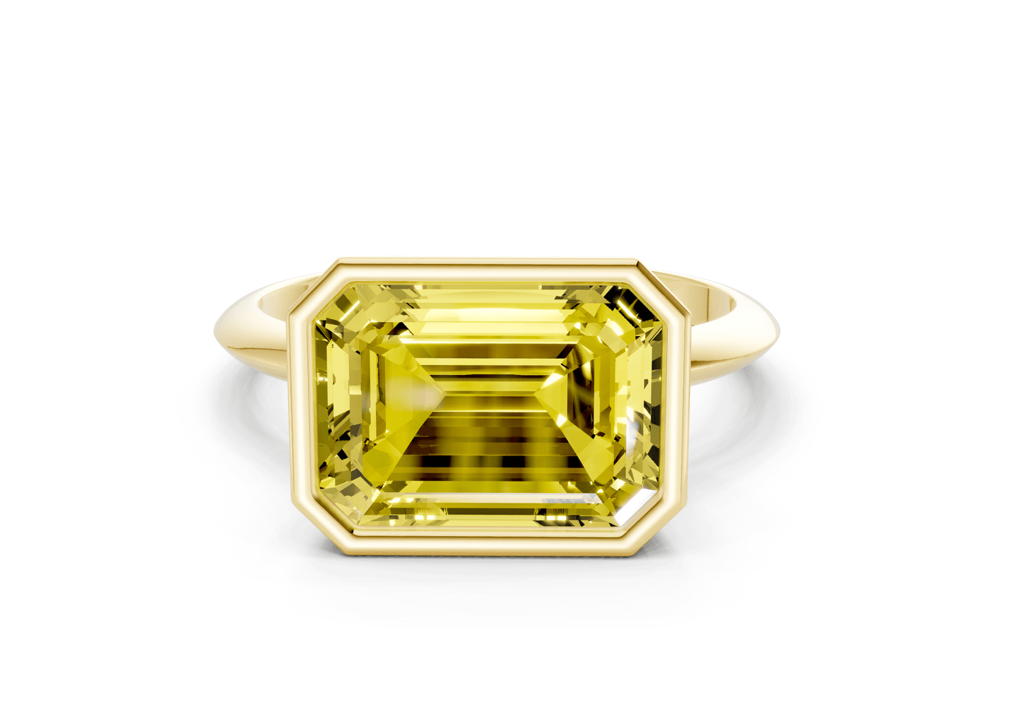 Soho Yellow Diamond Solitaire Emerald Cut 2.3mm Engagement Ring - Ring Premier