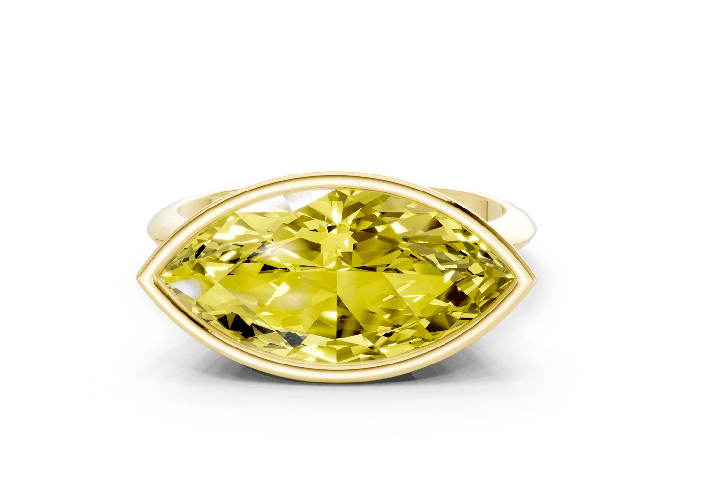 Soho Yellow Diamond Solitaire Marquise Cut 1.8mm Engagement Ring - Ring Premier