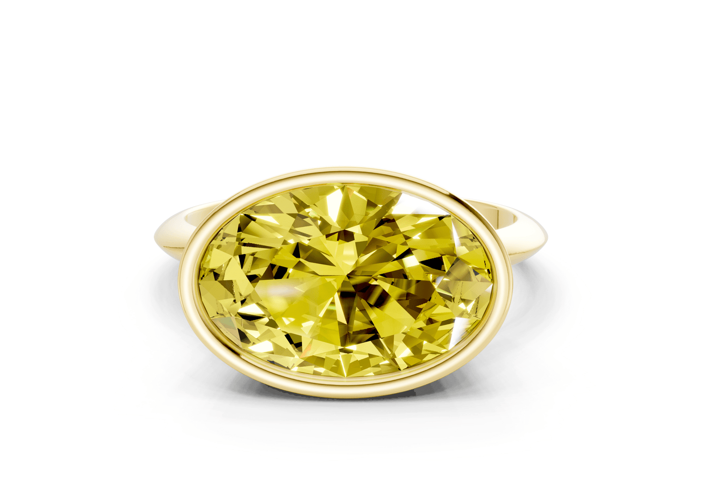Soho Yellow Diamond Solitaire Oval Cut 1.8mm Engagement Ring - Ring Premier