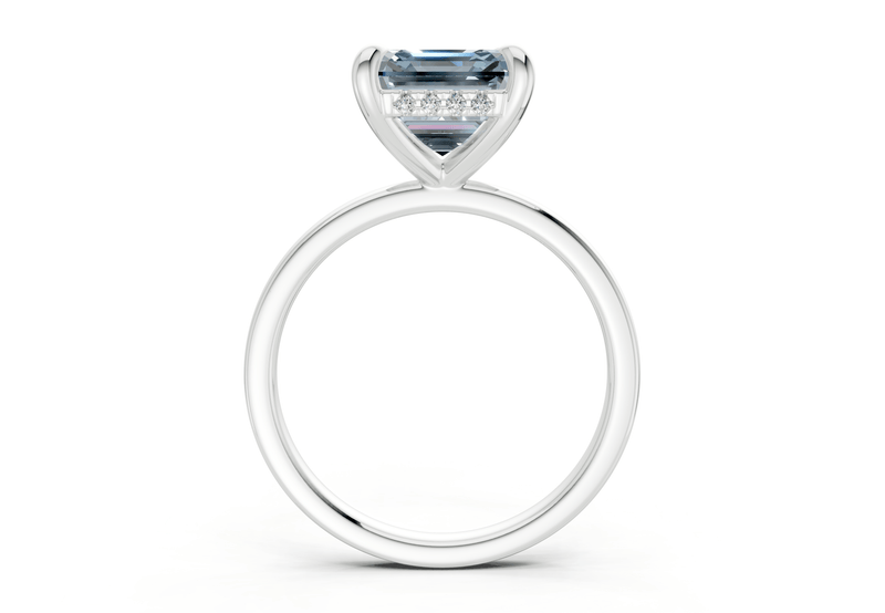 Solstice Blue Diamond Solitaire Asscher Cut 2.3mm Engagement Ring - Ring Premier