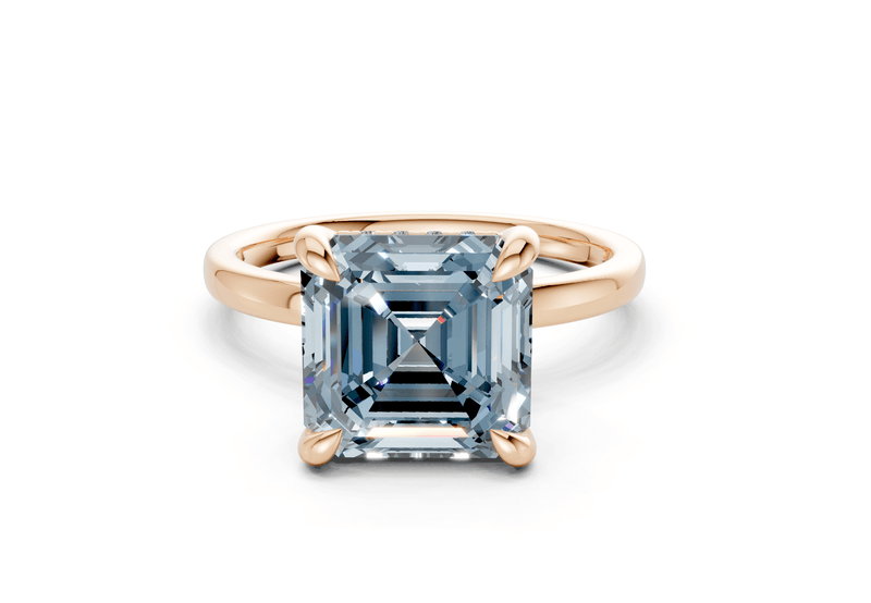 Solstice Blue Diamond Solitaire Asscher Cut 2.3mm Engagement Ring - Ring Premier