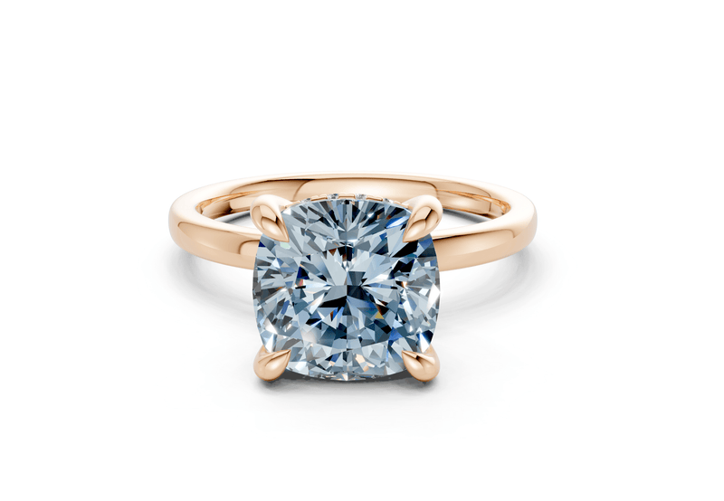 Solstice Blue Diamond Solitaire Cushion Squareuare Cut 1.8mm Engagement Ring - Ring Premier