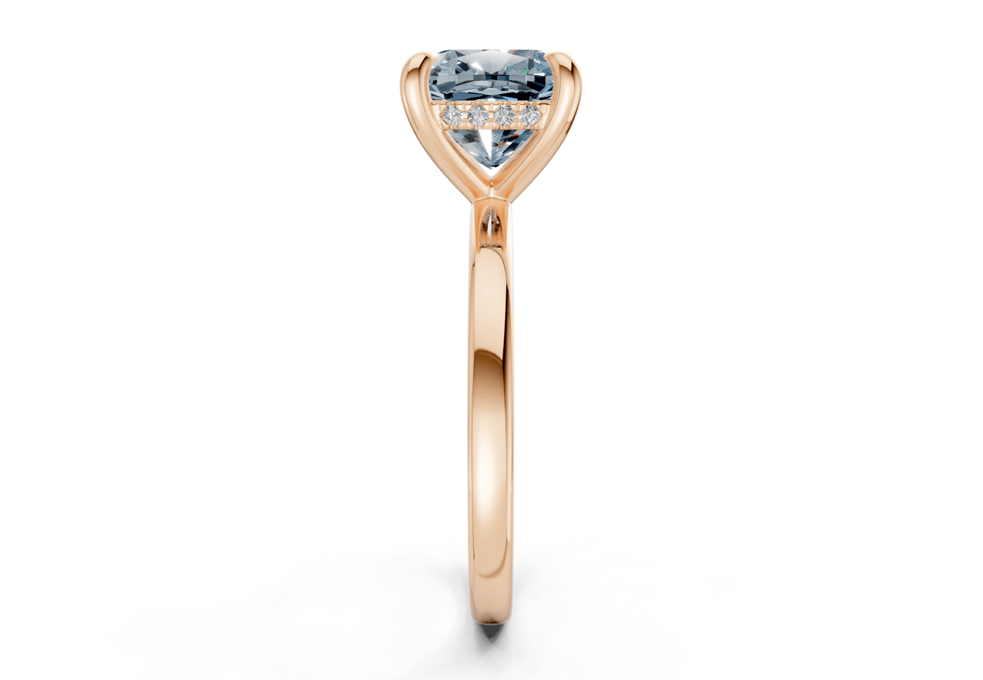 Solstice Blue Diamond Solitaire Cushion Squareuare Cut 1.8mm Engagement Ring