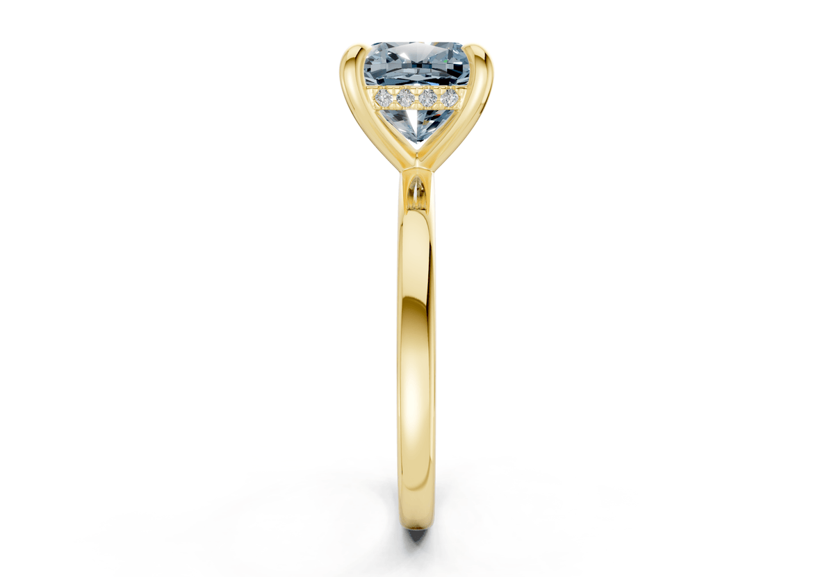 Solstice Blue Diamond Solitaire Cushion Squareuare Cut 1.8mm Engagement Ring