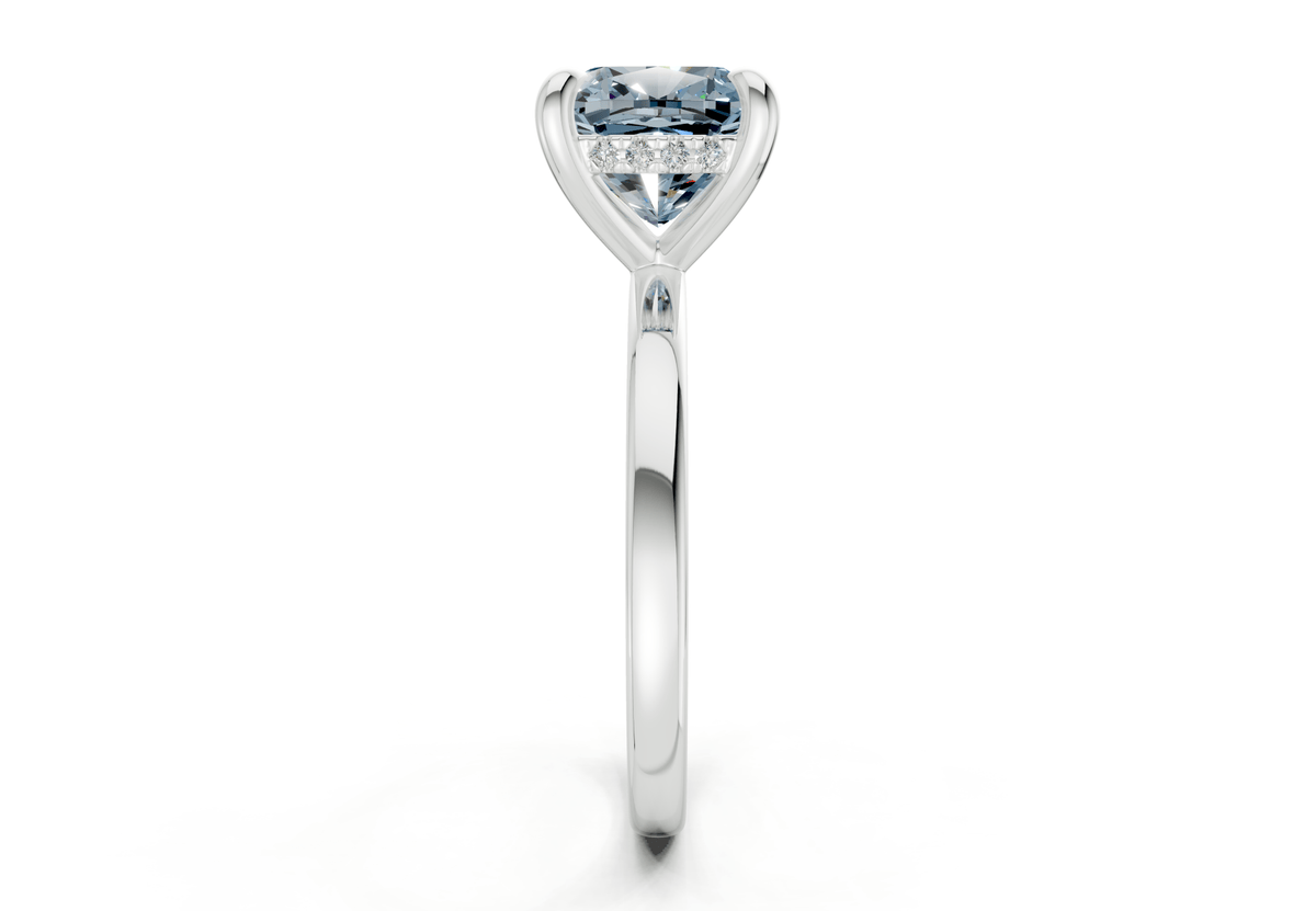 Solstice Blue Diamond Solitaire Cushion Squareuare Cut 1.8mm Engagement Ring