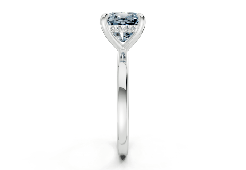 Solstice Blue Diamond Solitaire Cushion Squareuare Cut 1.8mm Engagement Ring - Ring Premier