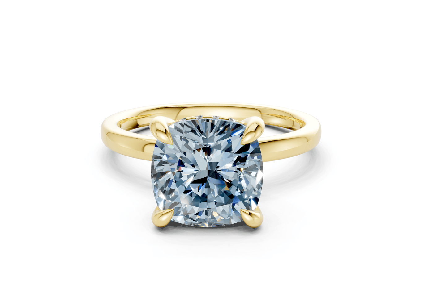 Solstice Blue Diamond Solitaire Cushion Squareuare Cut 1.8mm Engagement Ring