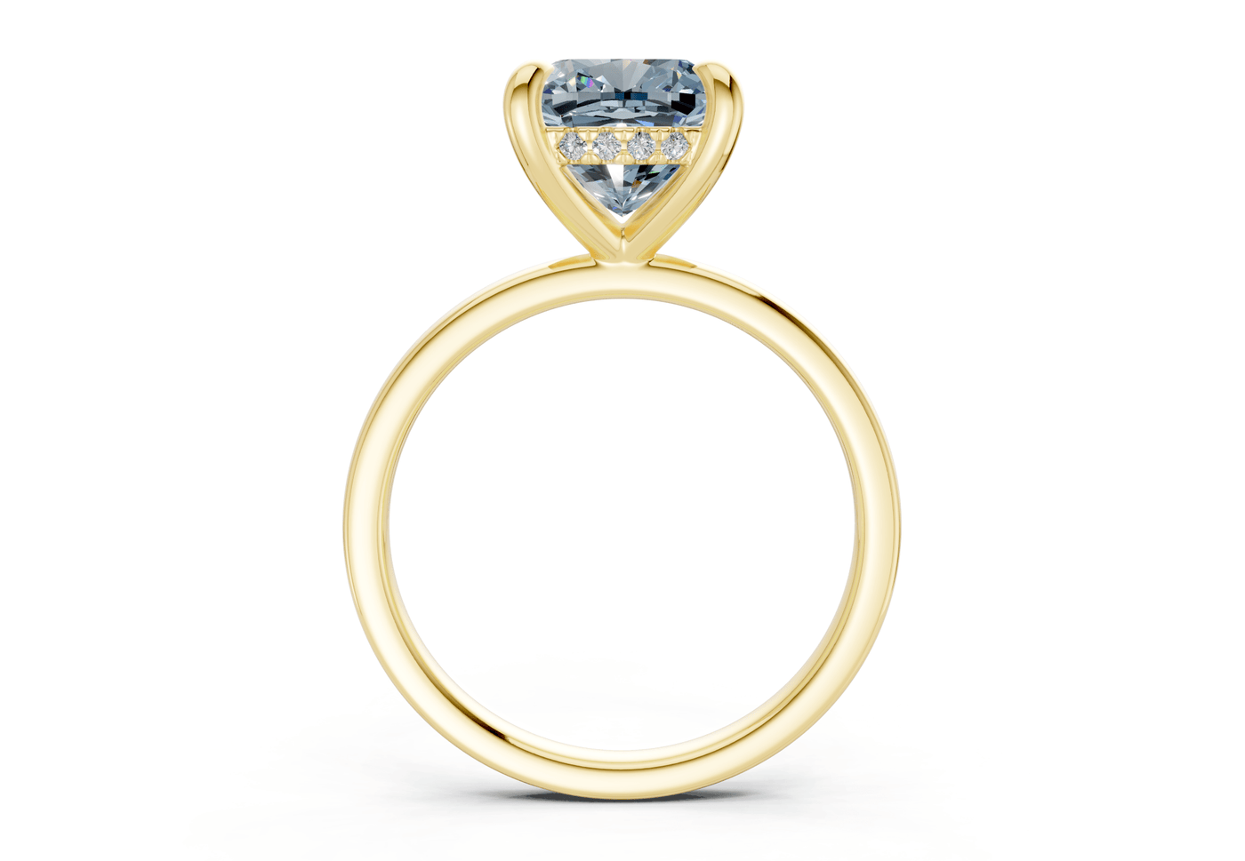 Solstice Blue Diamond Solitaire Cushion Squareuare Cut 1.8mm Engagement Ring