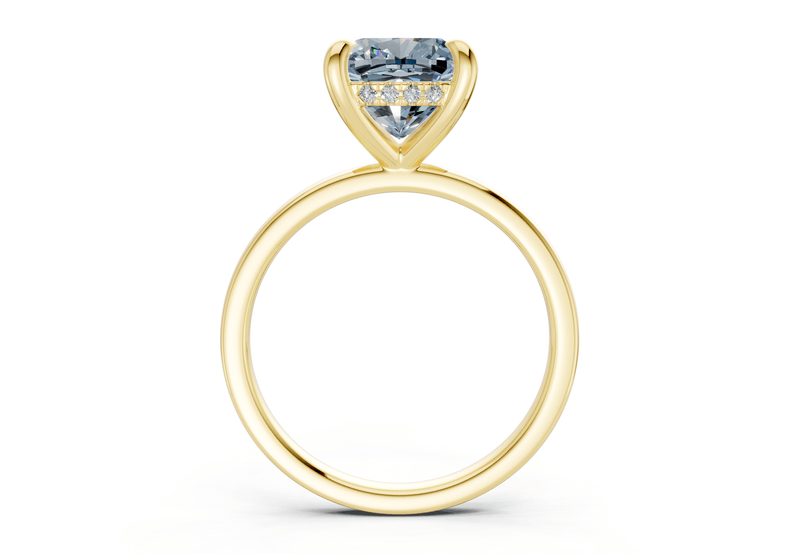 Solstice Blue Diamond Solitaire Cushion Squareuare Cut 2mm Engagement Ring