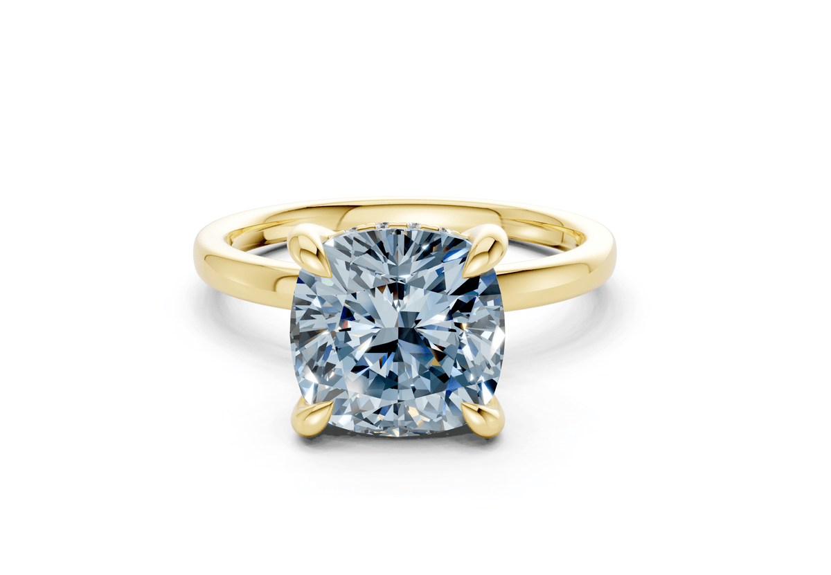 Solstice Blue Diamond Solitaire Cushion Squareuare Cut 2mm Engagement Ring