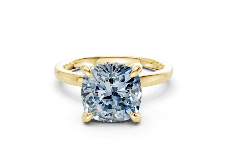 Solstice Blue Diamond Solitaire Cushion Squareuare Cut 2mm Engagement Ring