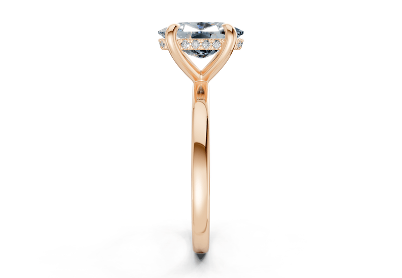 Solstice Blue Diamond Solitaire Elongated Cushion Cut 1.8mm Engagement Ring - Ring Premier
