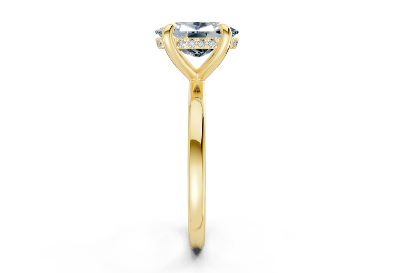 Solstice Blue Diamond Solitaire Elongated Cushion Cut 1.8mm Engagement Ring - Ring Premier