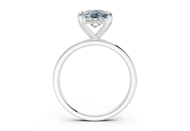 Solstice Blue Diamond Solitaire Elongated Cushion Cut 1.8mm Engagement Ring - Ring Premier