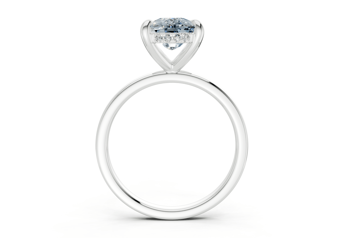 Solstice Blue Diamond Solitaire Elongated Cushion Cut 2.3mm Engagement Ring