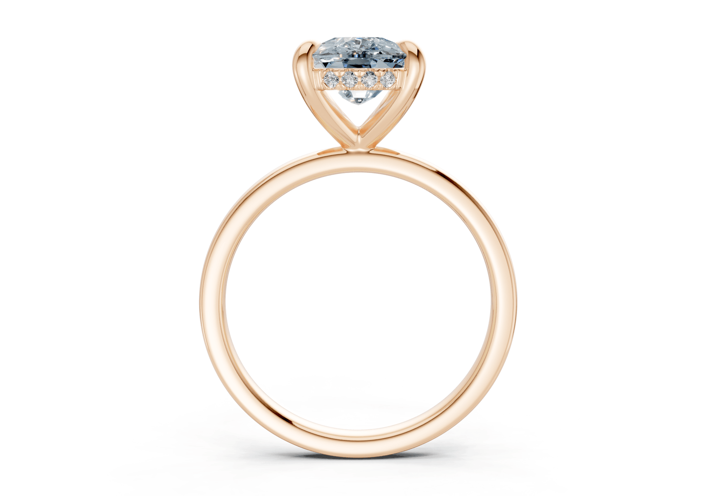 Solstice Blue Diamond Solitaire Elongated Cushion Cut 2.3mm Engagement Ring