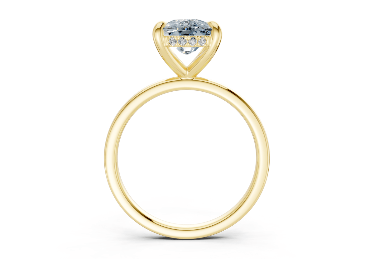 Solstice Blue Diamond Solitaire Elongated Cushion Cut 2.3mm Engagement Ring