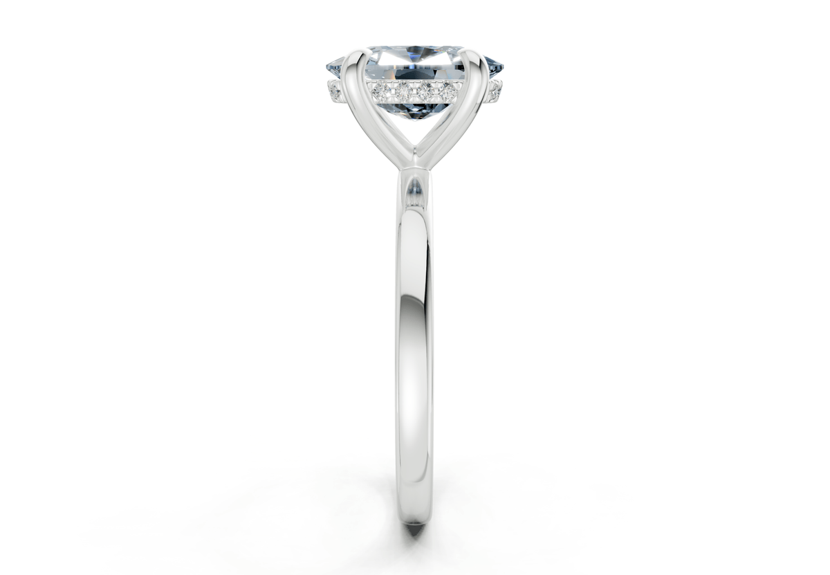Solstice Blue Diamond Solitaire Elongated Cushion Cut 2mm Engagement Ring