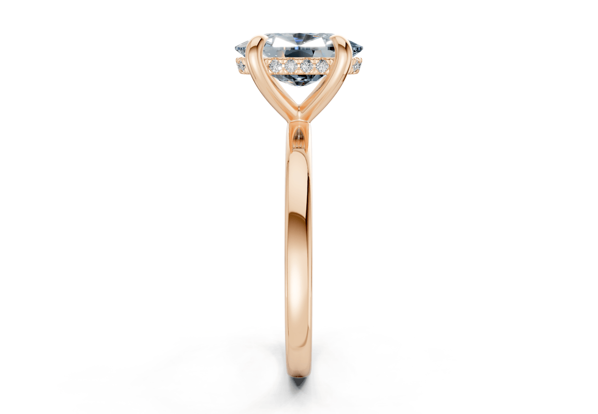 Solstice Blue Diamond Solitaire Elongated Cushion Cut 2mm Engagement Ring