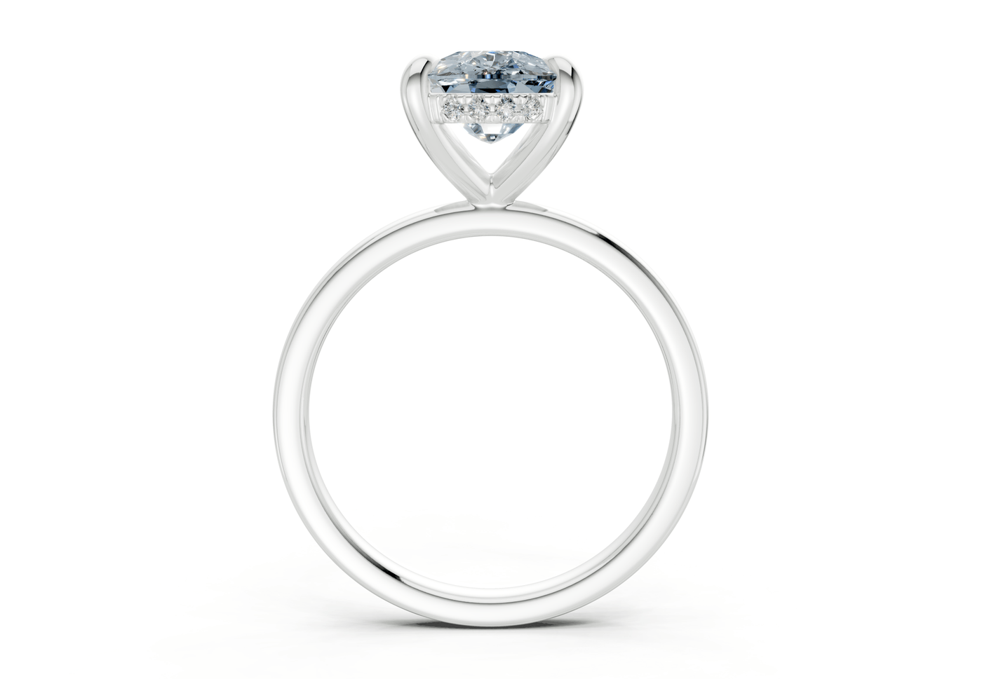 Solstice Blue Diamond Solitaire Elongated Cushion Cut 2mm Engagement Ring