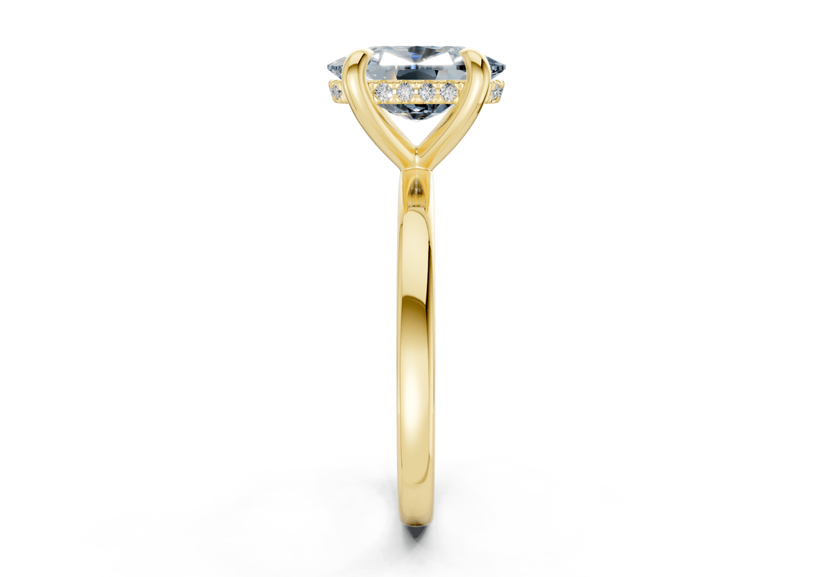 Solstice Blue Diamond Solitaire Elongated Cushion Cut 2mm Engagement Ring