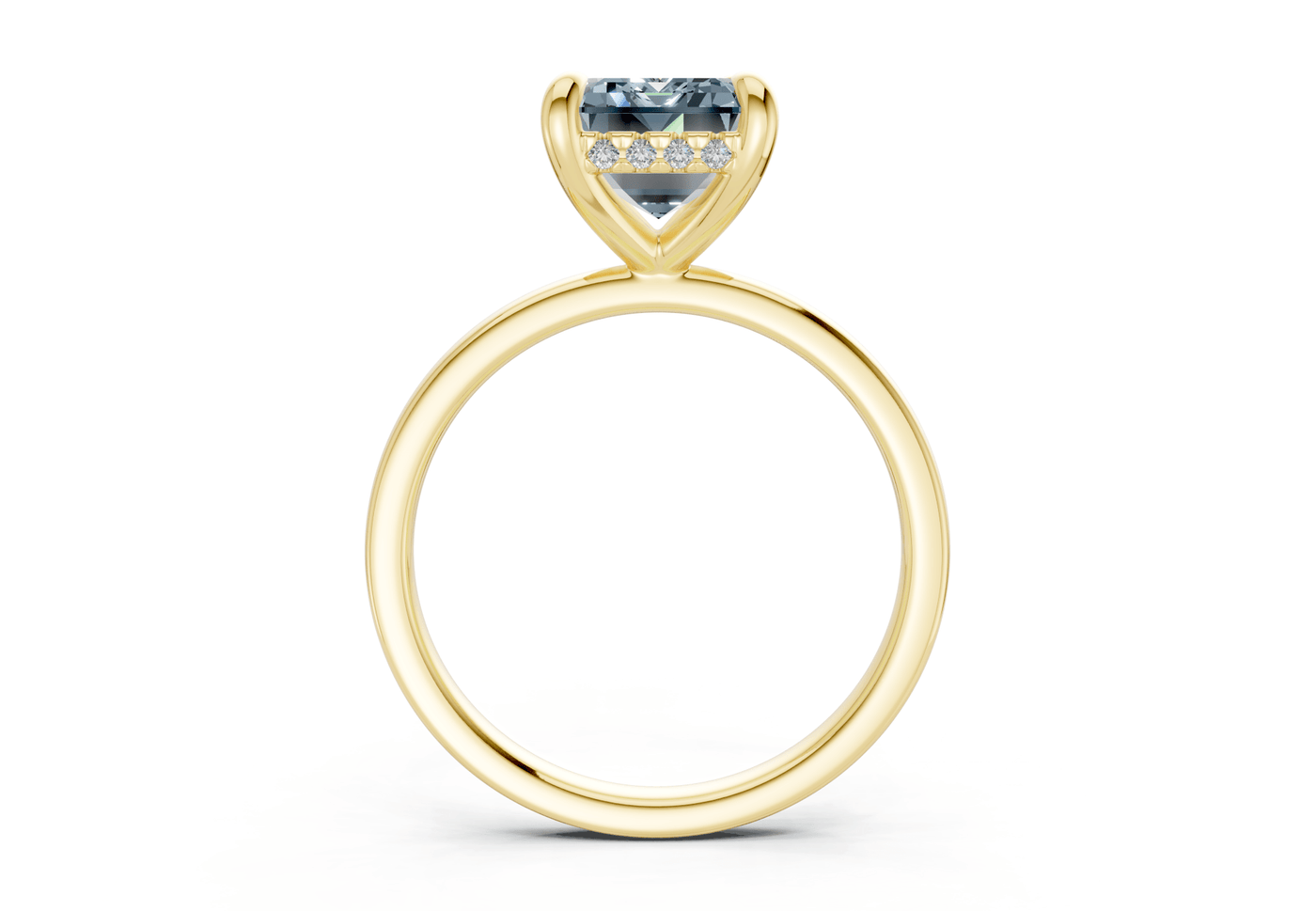 Solstice Blue Diamond Solitaire Emerald Cut 1.8mm Engagement Ring