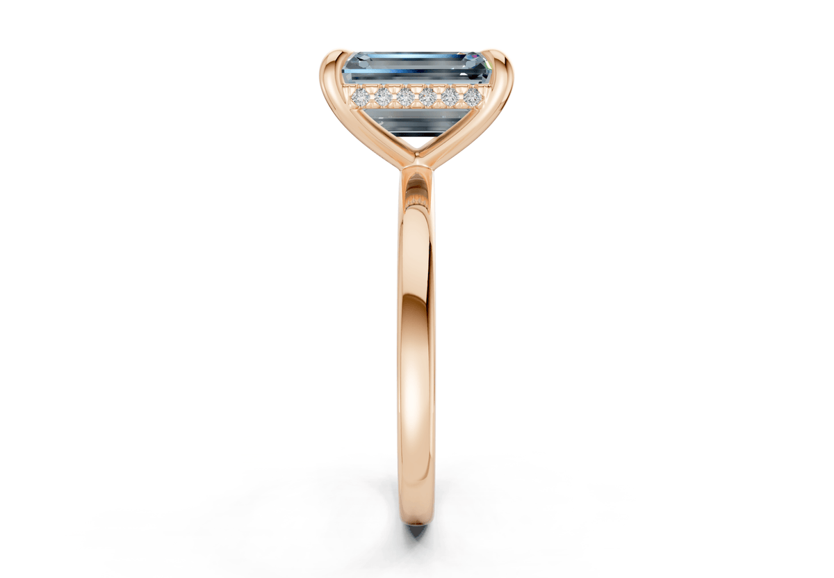 Solstice Blue Diamond Solitaire Emerald Cut 1.8mm Engagement Ring