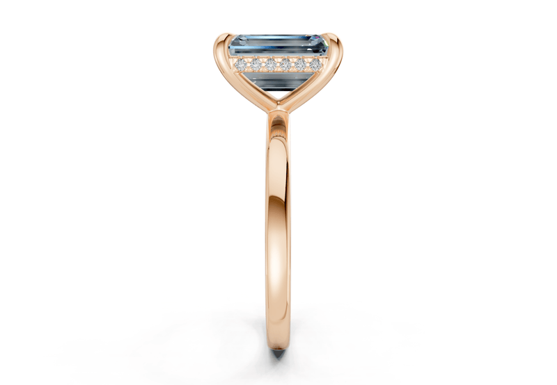 Solstice Blue Diamond Solitaire Emerald Cut 1.8mm Engagement Ring - Ring Premier