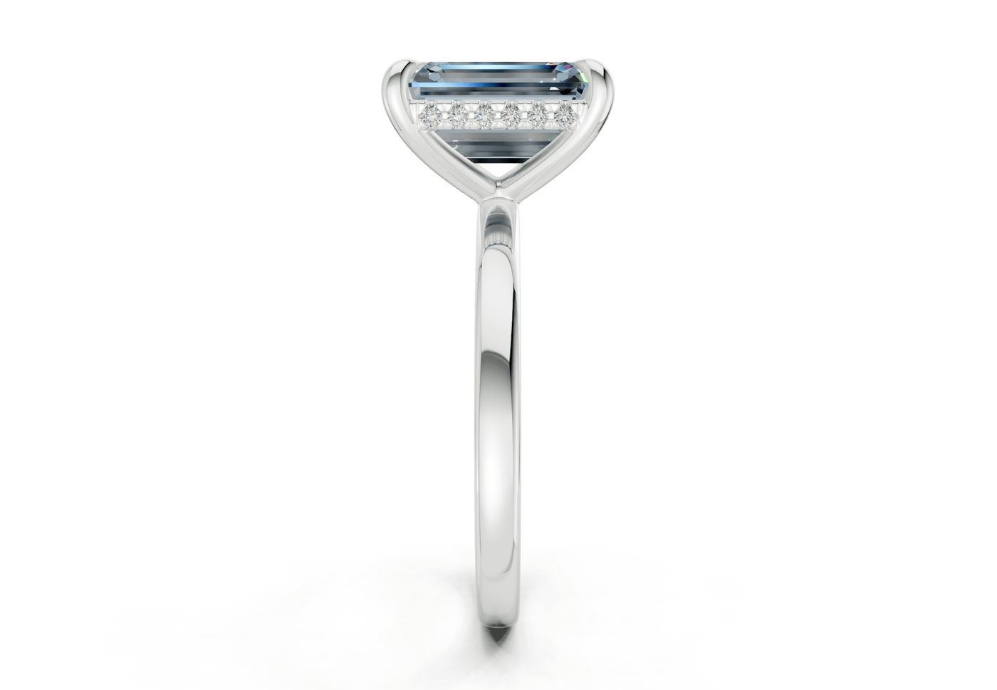 Solstice Blue Diamond Solitaire Emerald Cut 1.8mm Engagement Ring