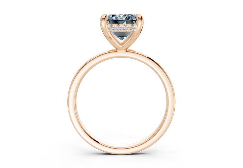 Solstice Blue Diamond Solitaire Emerald Cut 1.8mm Engagement Ring - Ring Premier