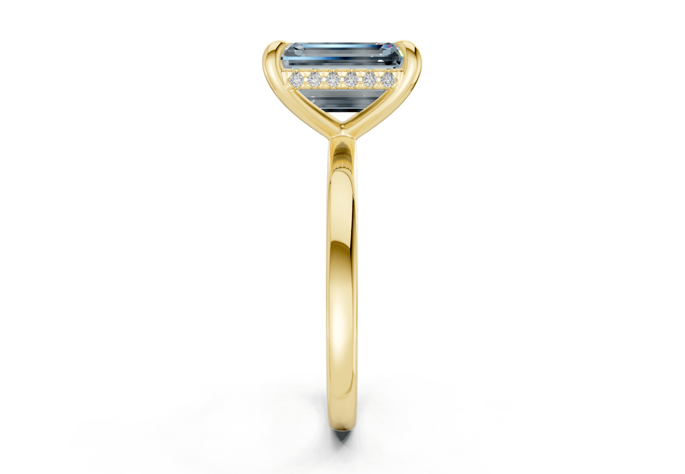Solstice Blue Diamond Solitaire Emerald Cut 1.8mm Engagement Ring