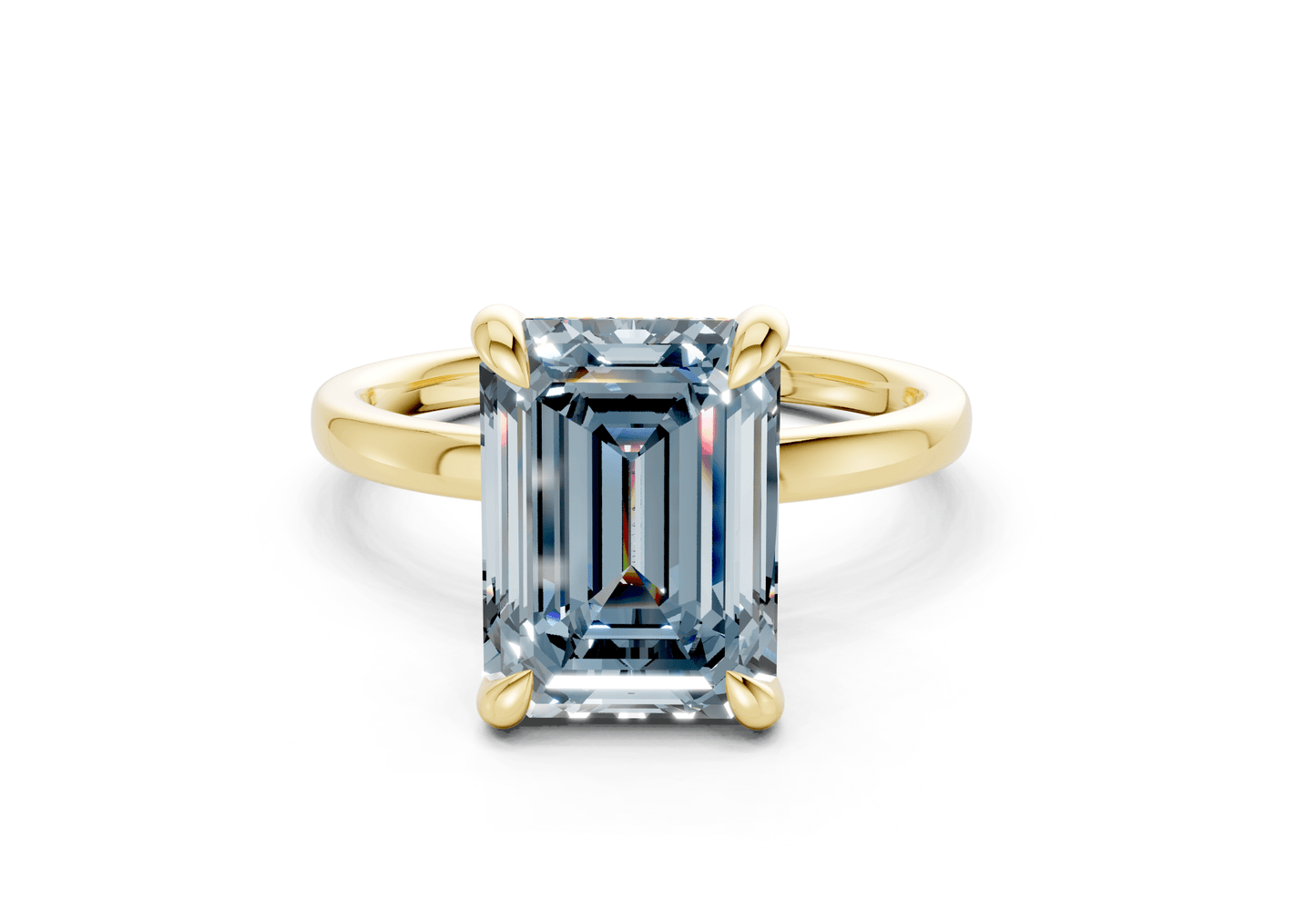 Solstice Blue Diamond Solitaire Emerald Cut 2.3mm Engagement Ring - Ring Premier
