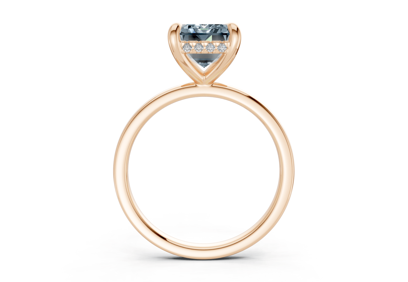 Solstice Blue Diamond Solitaire Emerald Cut 2mm Engagement Ring